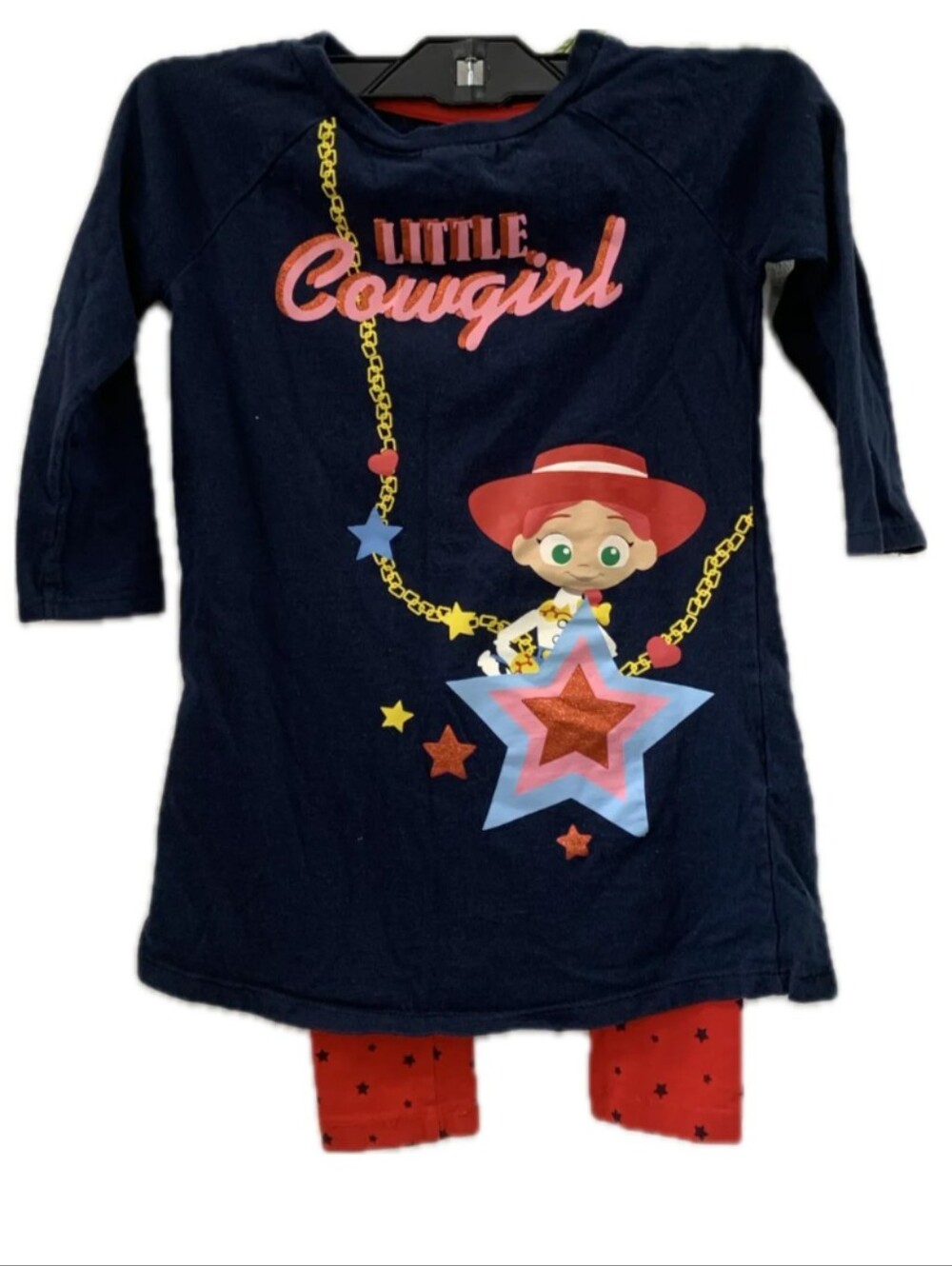 Disney Navy Little Cowgirl Long Sleeve Top with Red Star Accents